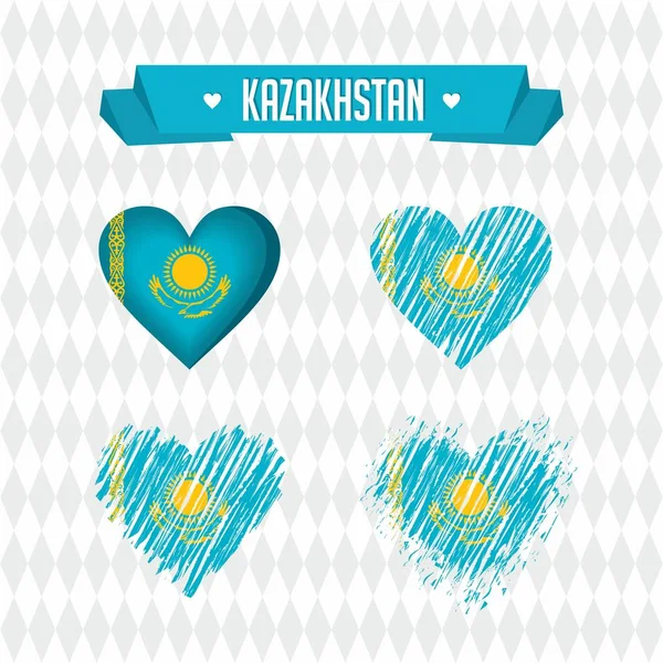 Corazón Kazajstán Con Bandera Adentro Grunge Vector Gráficos Símbolos — Archivo Imágenes Vectoriales