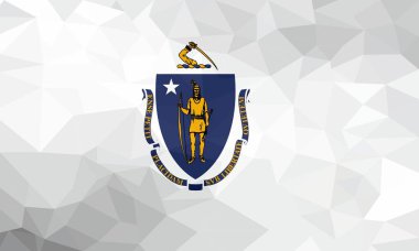 Massachusetts poligonal bayrak. Mozaik modern arka plan. Geometrik tasarım