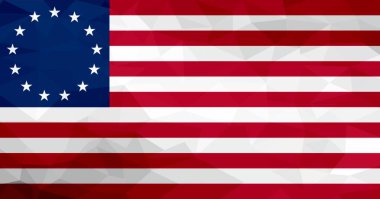 Betsy Ross poligonal bayrak. Mozaik modern arka plan. Geometrik tasarım
