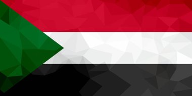 Sudan poligonal bayrak. Mozaik modern arka plan. Geometrik tasarım