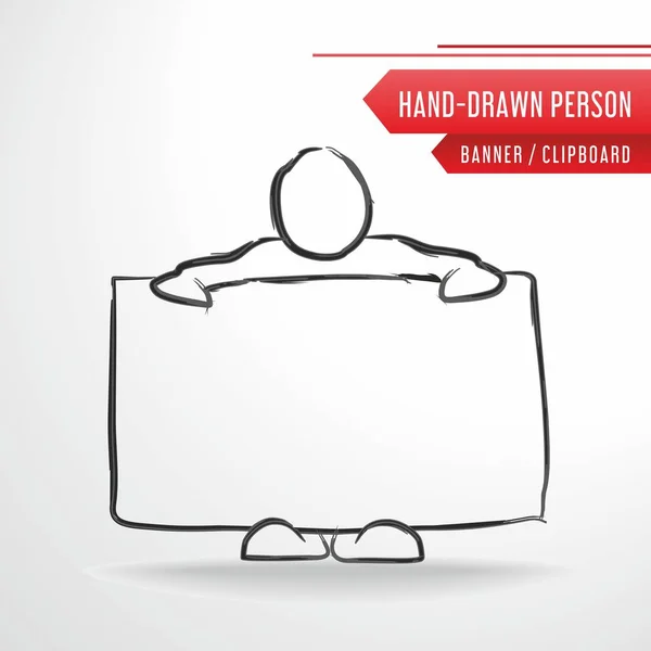 Hand Drawn Person Vector Sketch Man Clean Banner — Stock Vector