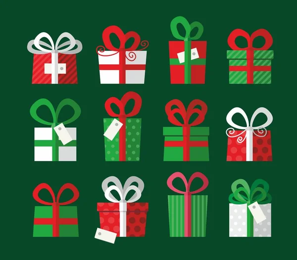 Küme, vektör tasarım modern simgeler Noel hediyeleri