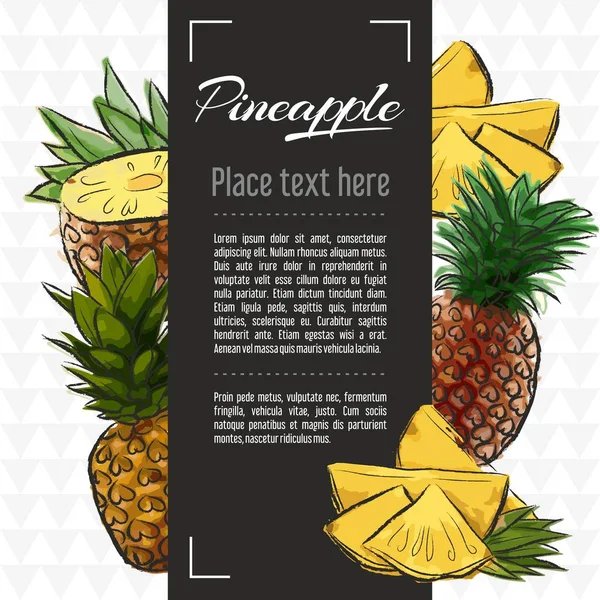 Plantillas Diseño Menú Vectores Fruta Piña Ilustración Frutas Vectoriales Con — Archivo Imágenes Vectoriales