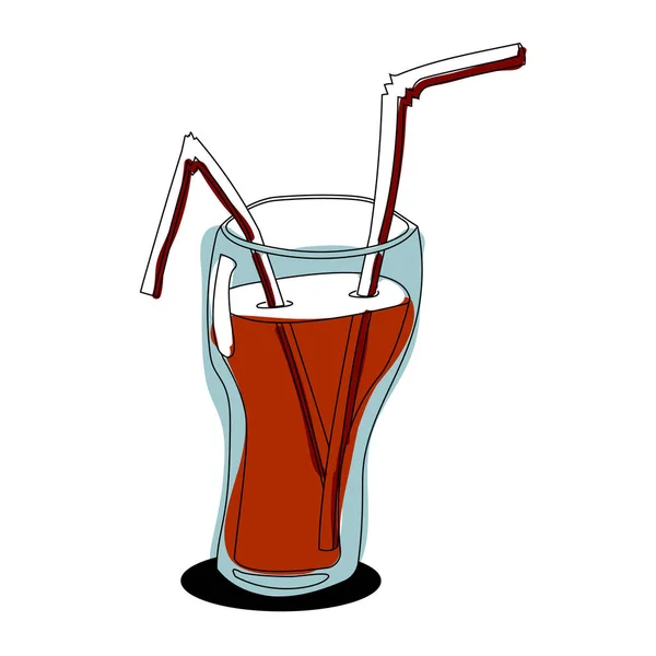 Een Glas Cup Met Cola Buizen Steken Eruit Figuur Vector — Stockvector