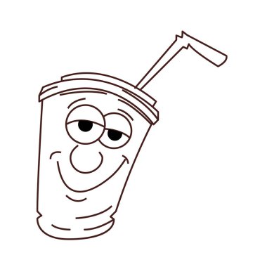 bir kağıt tek kullanımlık Kupası duyguları ile. Gülümse, sevinç. satır anahat