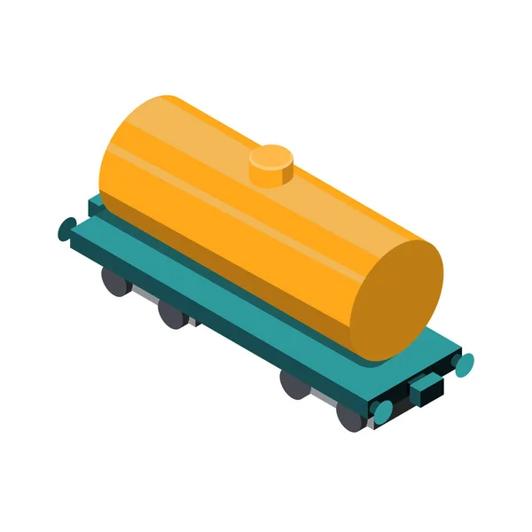 Isometria Carro Ferroviário Tanque Barril Recipiente — Vetor de Stock