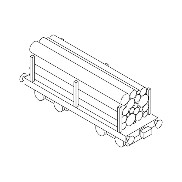Железнодорожный Вагон Платформа Древесина Загруженные Бревнами — стоковый вектор