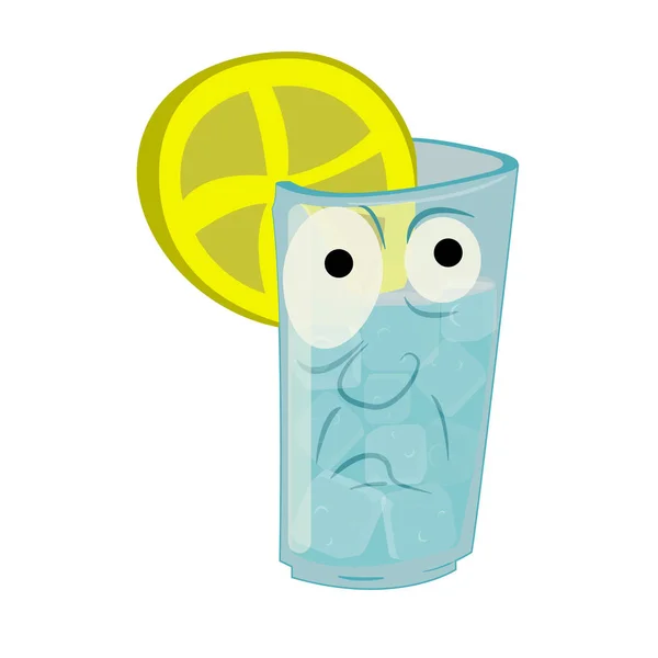 Vaso Limonada Agua Con Limón Hielo Adentro Emoción Del Miedo — Archivo Imágenes Vectoriales