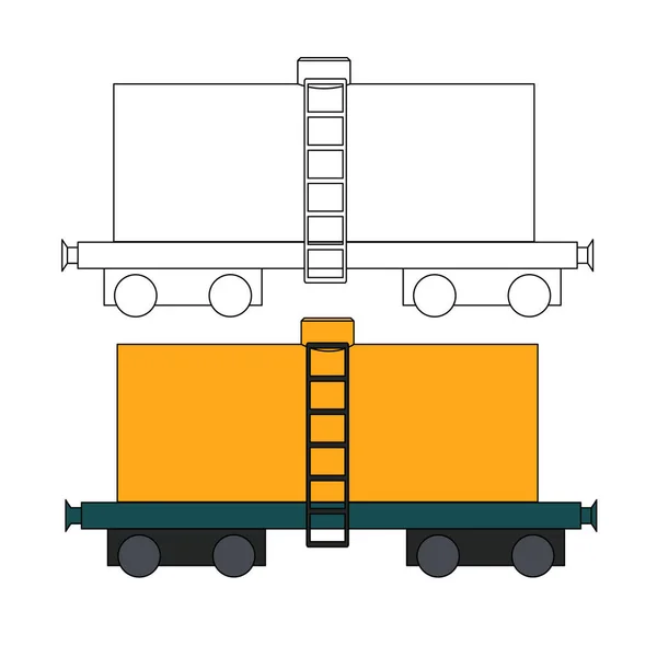 货运列车车 料斗罐 侧面视图与简化的细节 旁边的颜色相同的图案 — 图库矢量图片