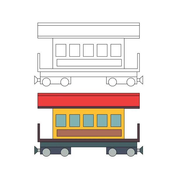 Vasúti Kocsi Utas Színezés Oldalnézet Egyszerűsített Részletek Ugyanazt Mintát Szín — Stock Vector