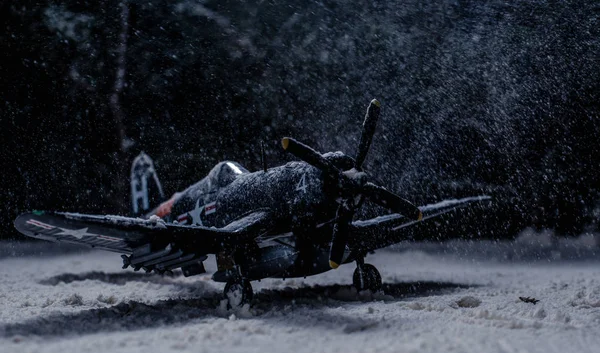Militaire Vliegtuigen Uit Tweede Wereldoorlog Met Zware Sneeuwval — Stockfoto