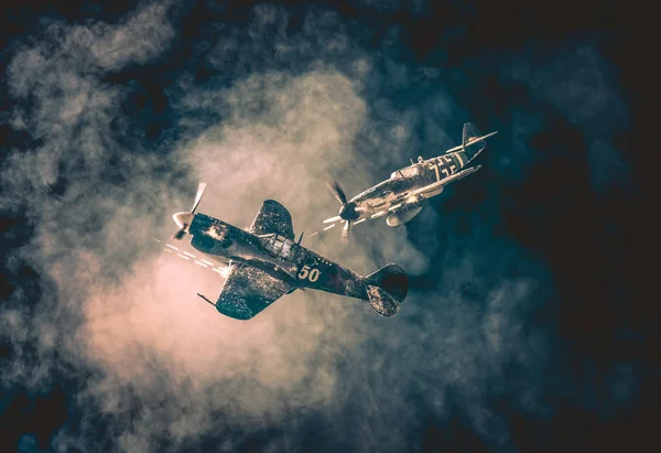 Alte Luftkämpfe Den Wolken Russisches Militärflugzeug Gegen — Stockfoto