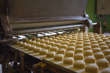 Konveyör bant ekipman makineleri Konfeksiyon fabrikası atölye üzerinde tatlı kurabiye ile otomatik ekmek üretim hattı