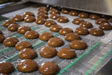 Konveyör bant ekipman makineleri Konfeksiyon fabrikası atölye üzerinde sır tatlı kurabiye ile otomatik ekmek üretim hattı