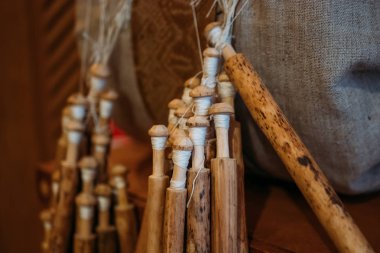 Bobin dantel ekipman el yapımı Craft, dantel ahşap araçlar, yakın çekim