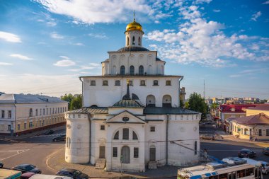 Rusya, Vladimir - yaklaşık Ağustos 2018: Vladimir City Golden Gate. Ünlü turistik yer bir altın yüzük