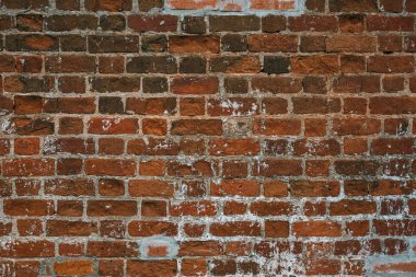 Antik kırmızı tuğla duvar yüzey dokusunu grunge arka plan, vintage yıpranmış duvar stonewall
