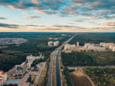 Yukarıdan, Voronezh şehir panorama modern evler ya da binalar, kentsel mimari ile havadan görünümü