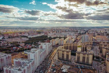 Yukarıdan, Voronezh şehir panorama modern evler ya da binalar, kentsel mimari ile havadan görünümü