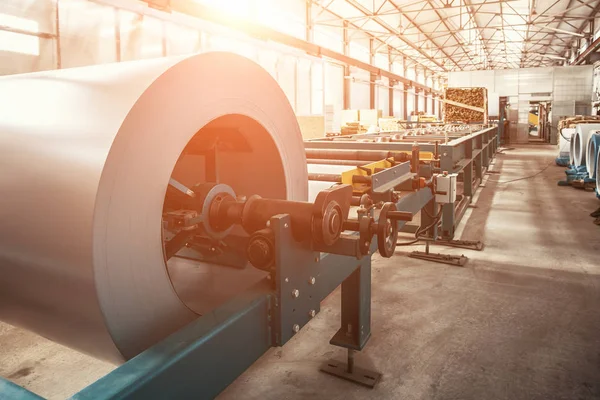 Industrial galvanized steel roll coil for metal sheet forming machine in metalwork factory workshop