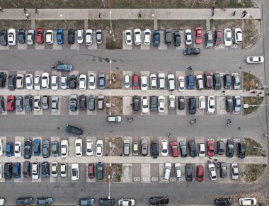 Araba Park City, hava üstten görünüm birçok otomobil ile