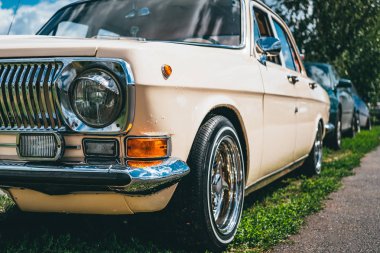 Mükemmel durumda spor klasik vintage Sovyet araba için ayarlanmış yakın çekim