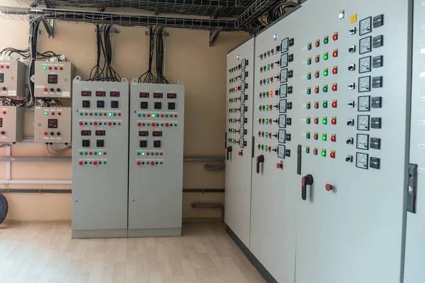 Electrical switch gear cabinets, control panels in factory