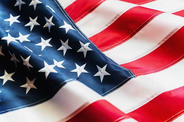 USA flag background. American flag, close up