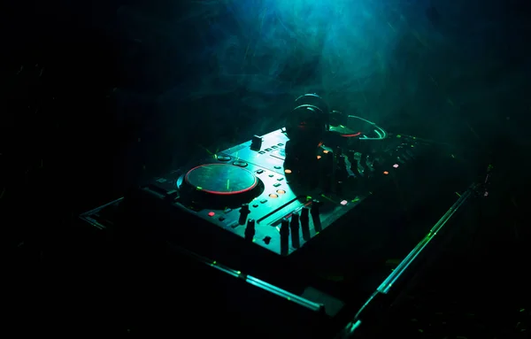 Spinning Mixing Scratching Night Club Hands Modifica Vari Controlli Delle — Foto Stock