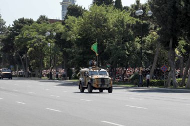Bakü, Azerbaycan - 26 Haziran 2018 - askeri geçit töreni, Bakü, Azerbaycan Ordusu gün. Azerbaycan silahlı kuvvetlerinin 100 yaşını kutluyor