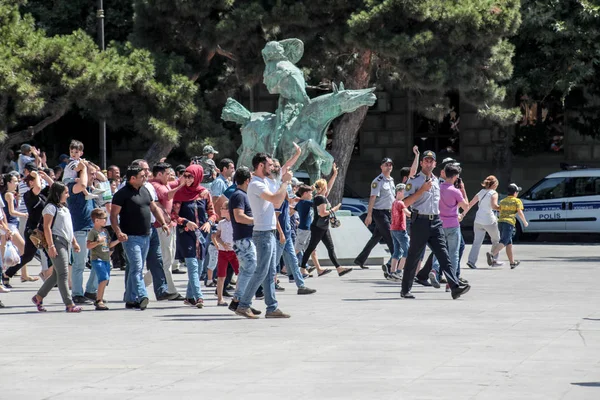 Baku Azerbeidzjan Juni 2018 Militaire Parade Bakoe Azeri Mensen Vieren — Stockfoto