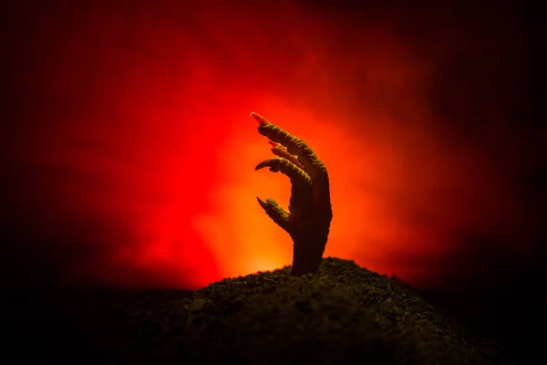 Halloween Concept Zombie Hand Rising Out Ground Zombie Hand Coming — Stock Photo, Image