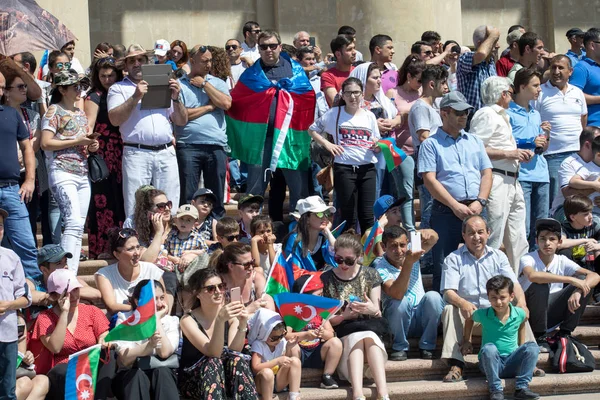 Baku Azerbeidzjan Juni 2018 Militaire Parade Bakoe Azeri Mensen Vieren — Stockfoto