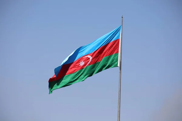 Azerbaijan Flag Baku Azerbaijan National Sign Background Red Green Blue — Stock Photo, Image