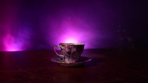 Tema Concettuale Della Cerimonia Del Caffè Del Vecchia Tazza Caffè — Video Stock