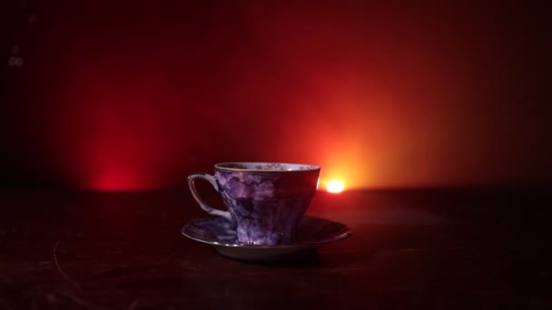 Coffee Tea Ceremony Conceptual Theme Old Vintage Ceramic Tea Coffee — Stock Video