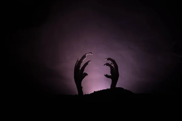 Halloween Concept Zombie Hand Rising Out Ground Zombie Hand Coming — Stock Photo, Image