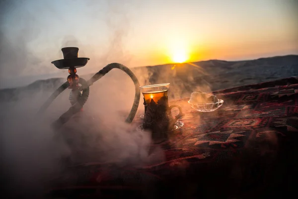 Vattenpipa Glödande Kol Shisha Skål Att Göra Moln Ånga Desert — Stockfoto
