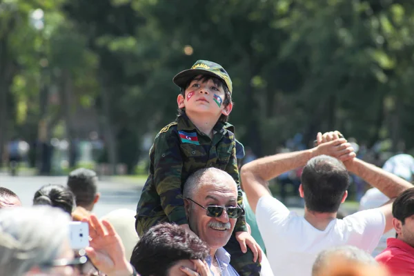 Baku Azerbeidzjan Juni 2018 Militaire Parade Bakoe Azeri Mensen Vieren — Stockfoto