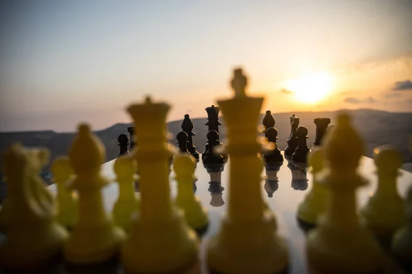 Шахматные Настольные Игры Концепция Бизнес Идей Конкуренции Стратегических Идей Шахматные — стоковое фото