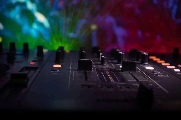 Selective Focus Pro Controller Console Deejay Mixing Desk Music Party — Stock Photo, Image