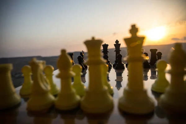 Шахматные Настольные Игры Концепция Бизнес Идей Конкуренции Стратегических Идей Шахматные — стоковое фото