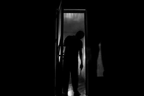 Silhueta Uma Figura Sombra Desconhecida Uma Porta Por Uma Porta fotos,  imagens de © zeferli@gmail.com #363337960