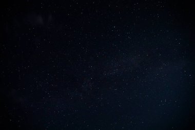 Orman üzerinde güzel gece gökyüzü ile Samanyolu. Gece manzarası.