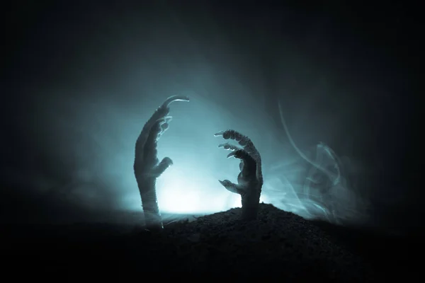 Halloween Concept Zombie Hand Rising Out Ground Zombie Hand Coming — Stock Photo, Image