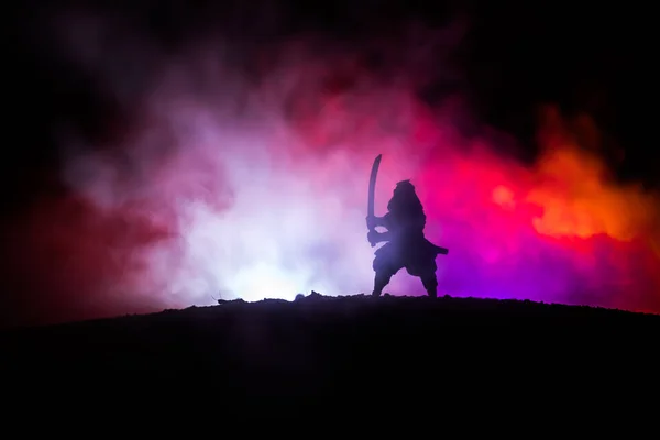 실루엣 닌자와 파이터입니다 어두운 사무라이 선택적 — 스톡 사진