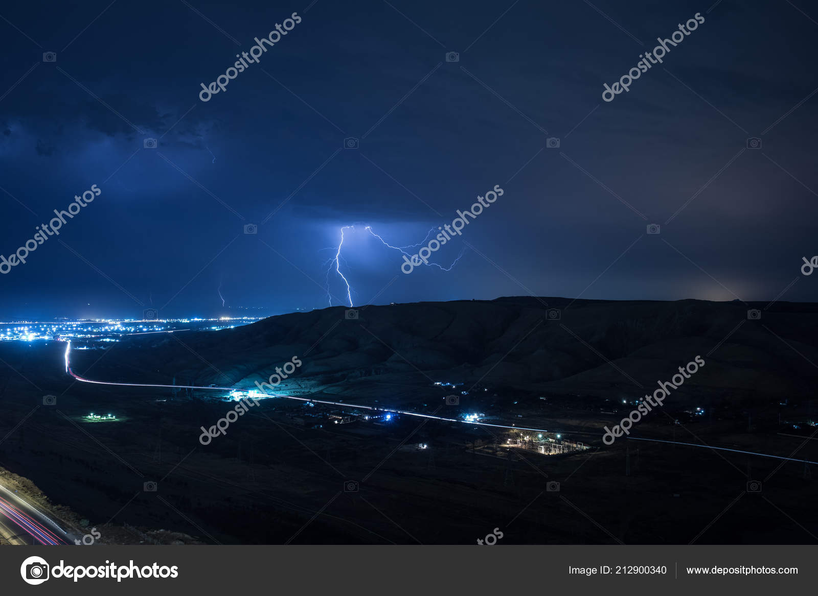 Summer Storm Bringing Thunder Lightnings Rain Baku Azerbaijan Stock