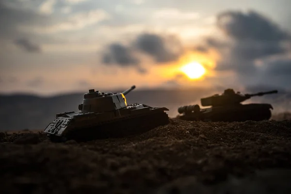 Concepto Guerra Siluetas Militares Que Luchan Escena Fondo Del Cielo — Foto de Stock