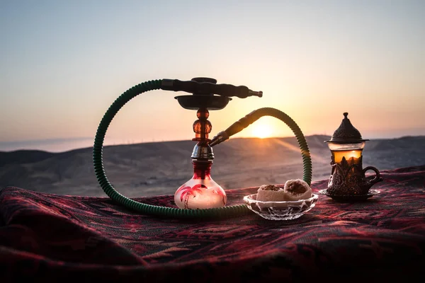 Vattenpipa Glödande Kol Shisha Skål Att Göra Moln Ånga Desert — Stockfoto