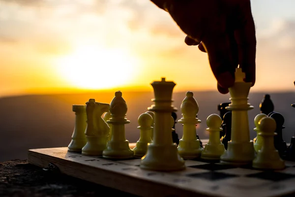 Šachy Desková Hra Koncept Podnikatelských Nápadů Myšlenek Konkurence Strategie Šachové — Stock fotografie